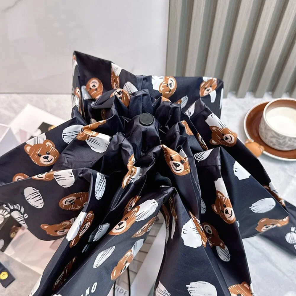 Moschino  Teddy Bear Print Black Folding Umbrella - Picture 4 of 9